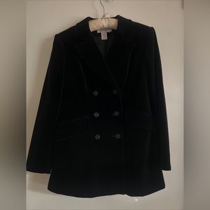 Isaac Mizrahi Women's Black Velvet  double Button Front Blazer Sz 6